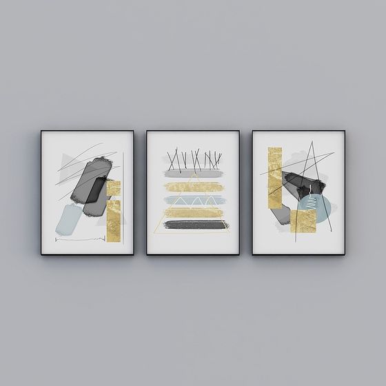 3D Model Abstract Wall Art Set