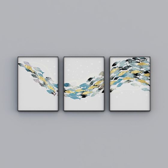 Graceful School of Fish 3D model