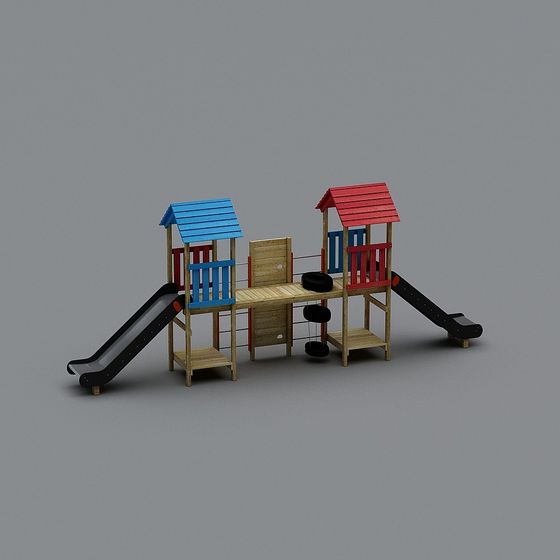 Colorful Children's Playground Slide 3D model