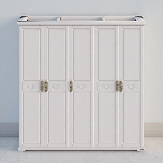 Elegant White Wardrobe 3D model