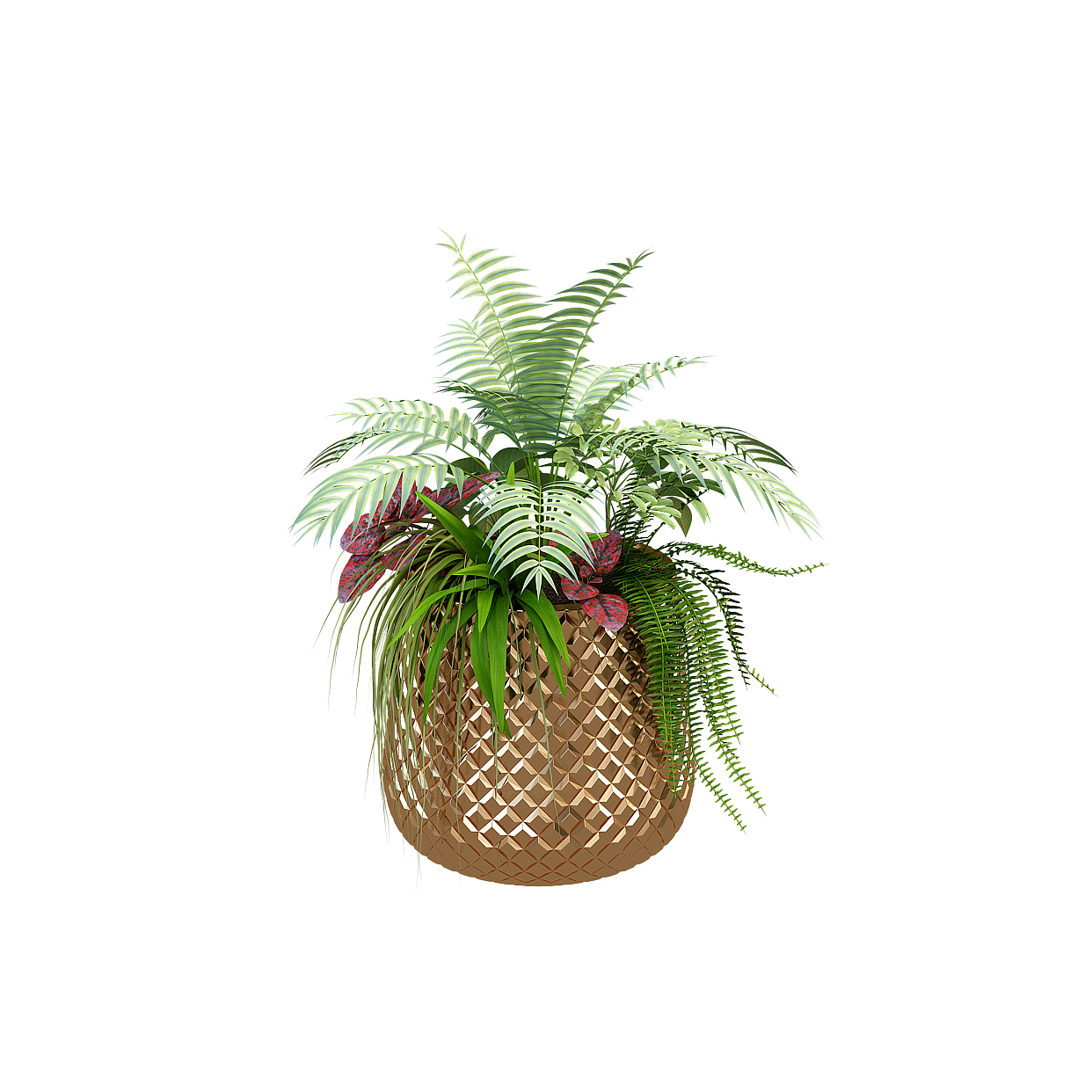 Golden Pineapple Planter 3D Model – Tropical Low-Poly Decor