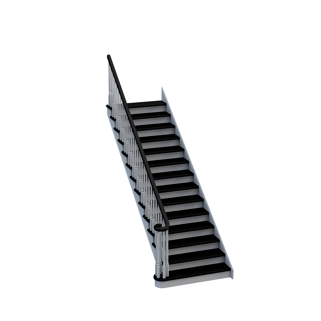 Futuristic Low-Polygon Staircase 3D Model – Metallic Design