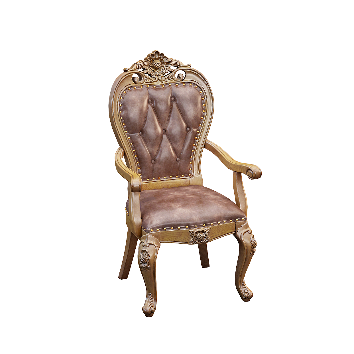 Royal Throne 3D Model – Classic Carved Wooden Furniture
