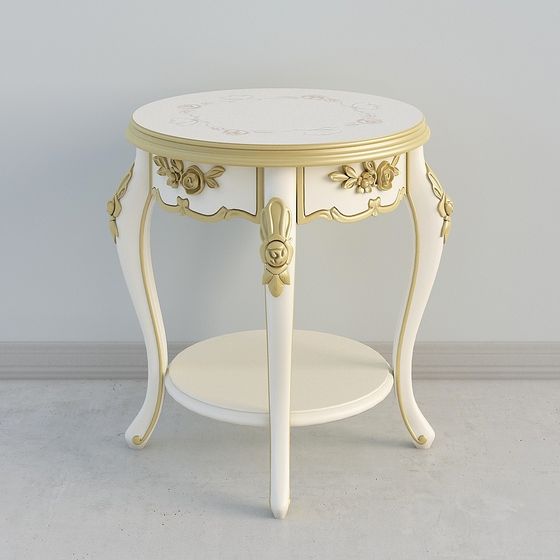 Elegant French Round Table 3D model