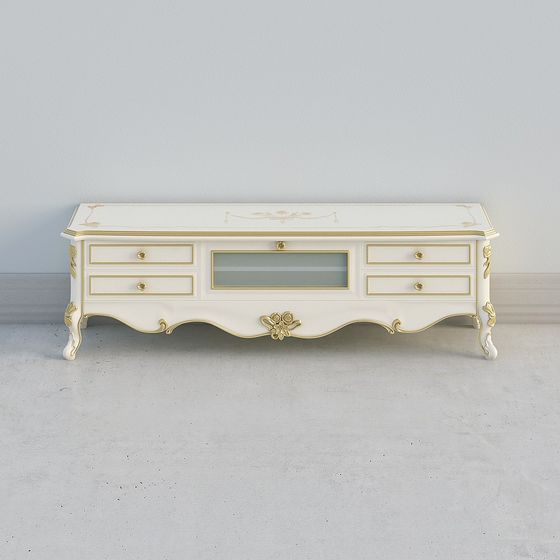 Rococo Television Cabinet 3D Model – Classic French Design