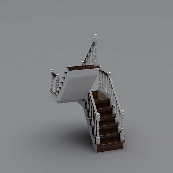 Elegant Low-Polygon Staircase 3D model