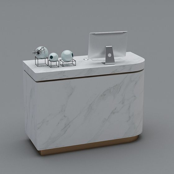 Modern Marble Office Desk 3D model