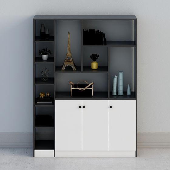 Black Shelf Cabinet Combined Cabinet 3D Model for Versatile Storage