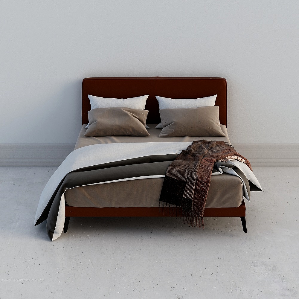 Stylish Minimalist Bed 3D model for Cozy Interiors