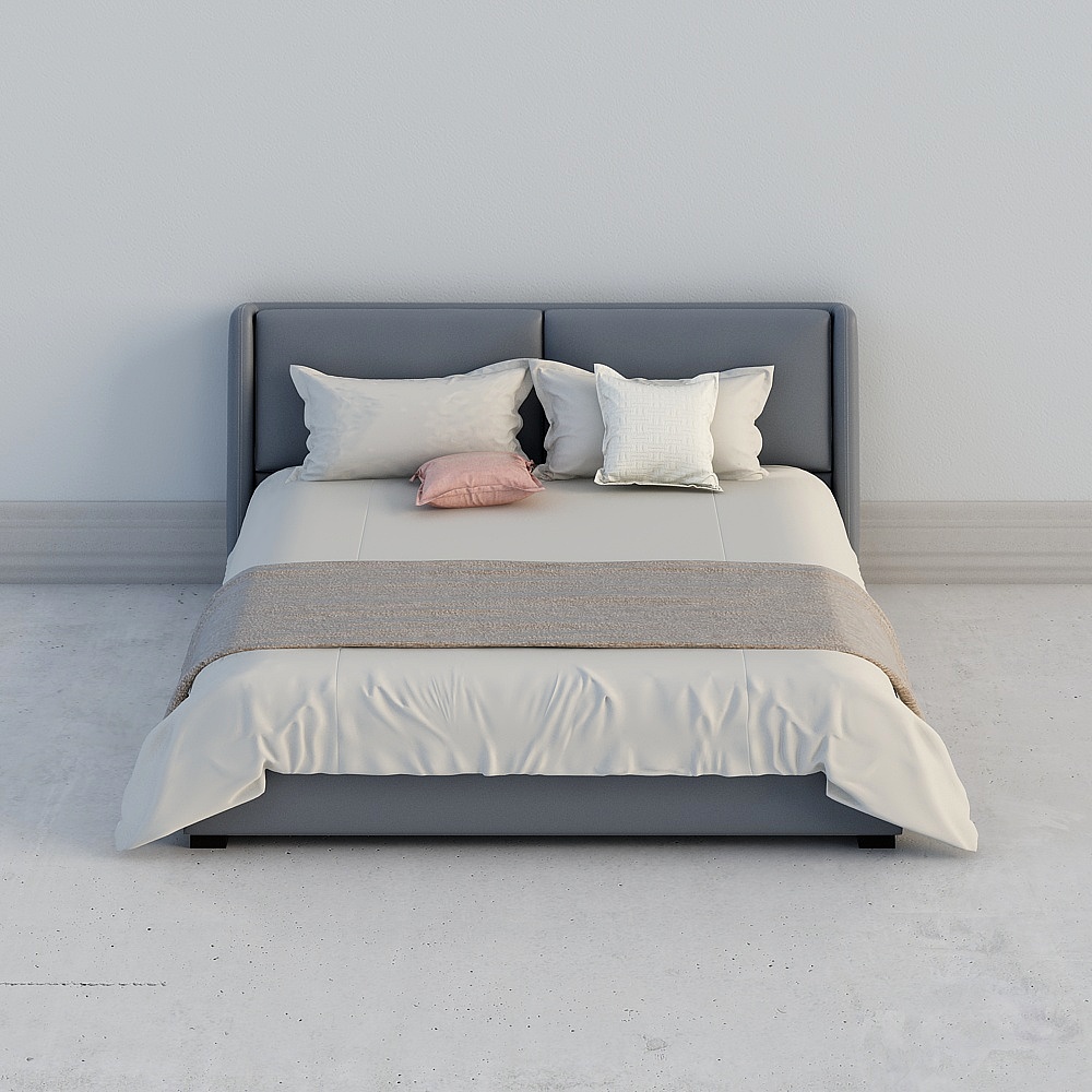 Elegant Low-Poly Bed 3D Model for Modern Interiors