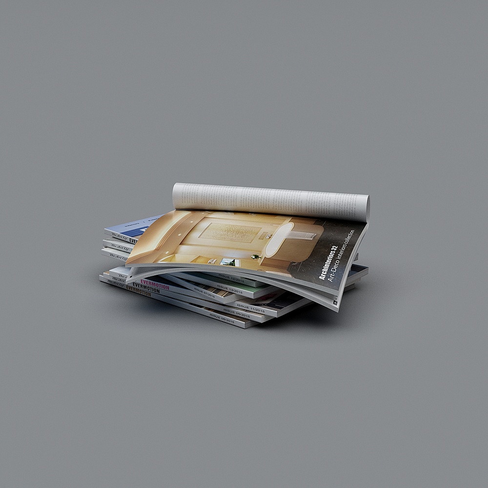 Stylish Magazine Stack 3D model for Creative Projects