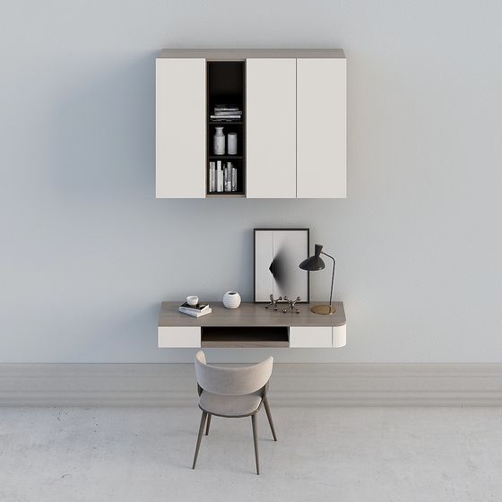 Black Desk Combination 3D Model for Workspaces