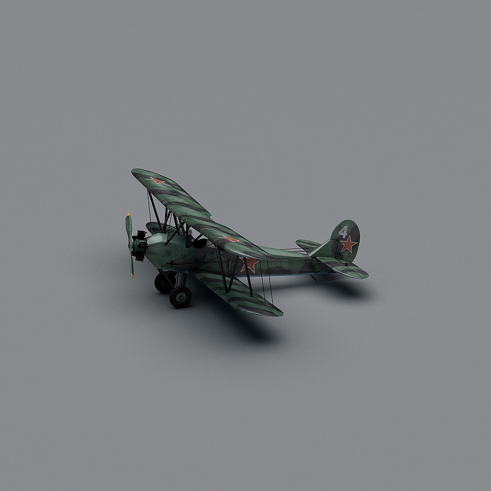 WWII Vintage Biplane 3D model