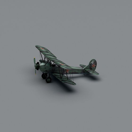 WWII Vintage Biplane 3D model