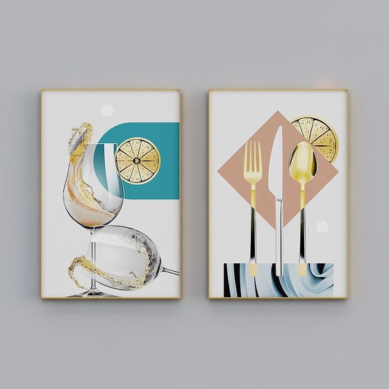 Elegant Low-Poly 3D Model with Dual Art Frames