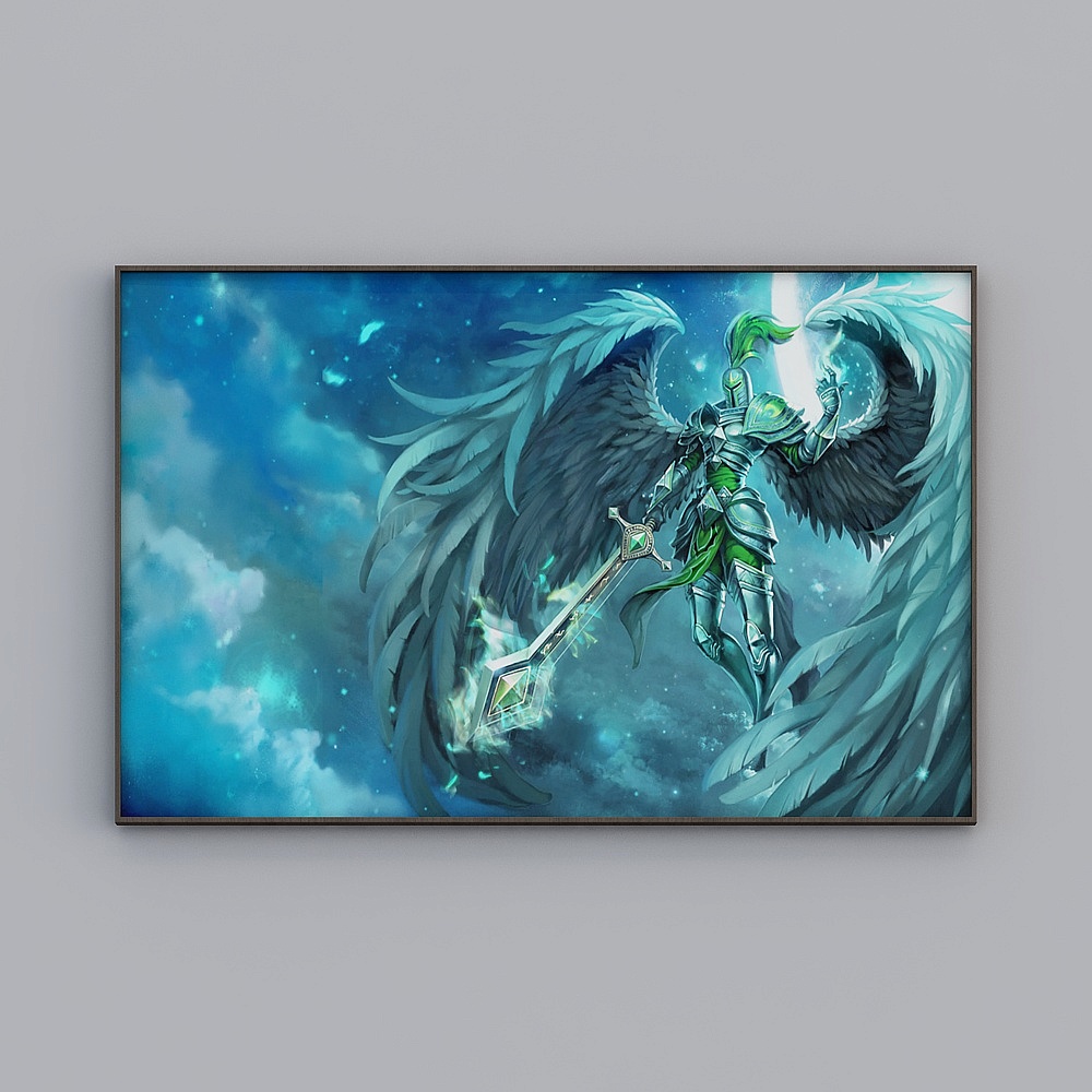 Angel Warrior 3D Model Soaring in the Clouds