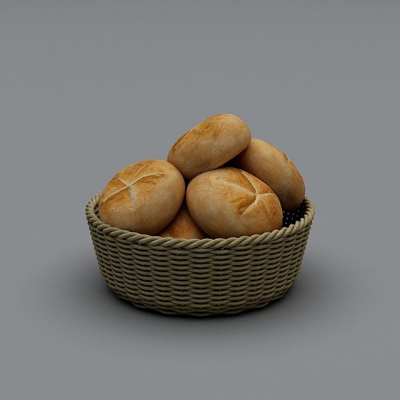 Freshly Baked Bread Basket 3D model