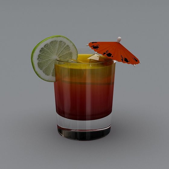 Low-Polygon High-Detail Cocktail 3D Model
