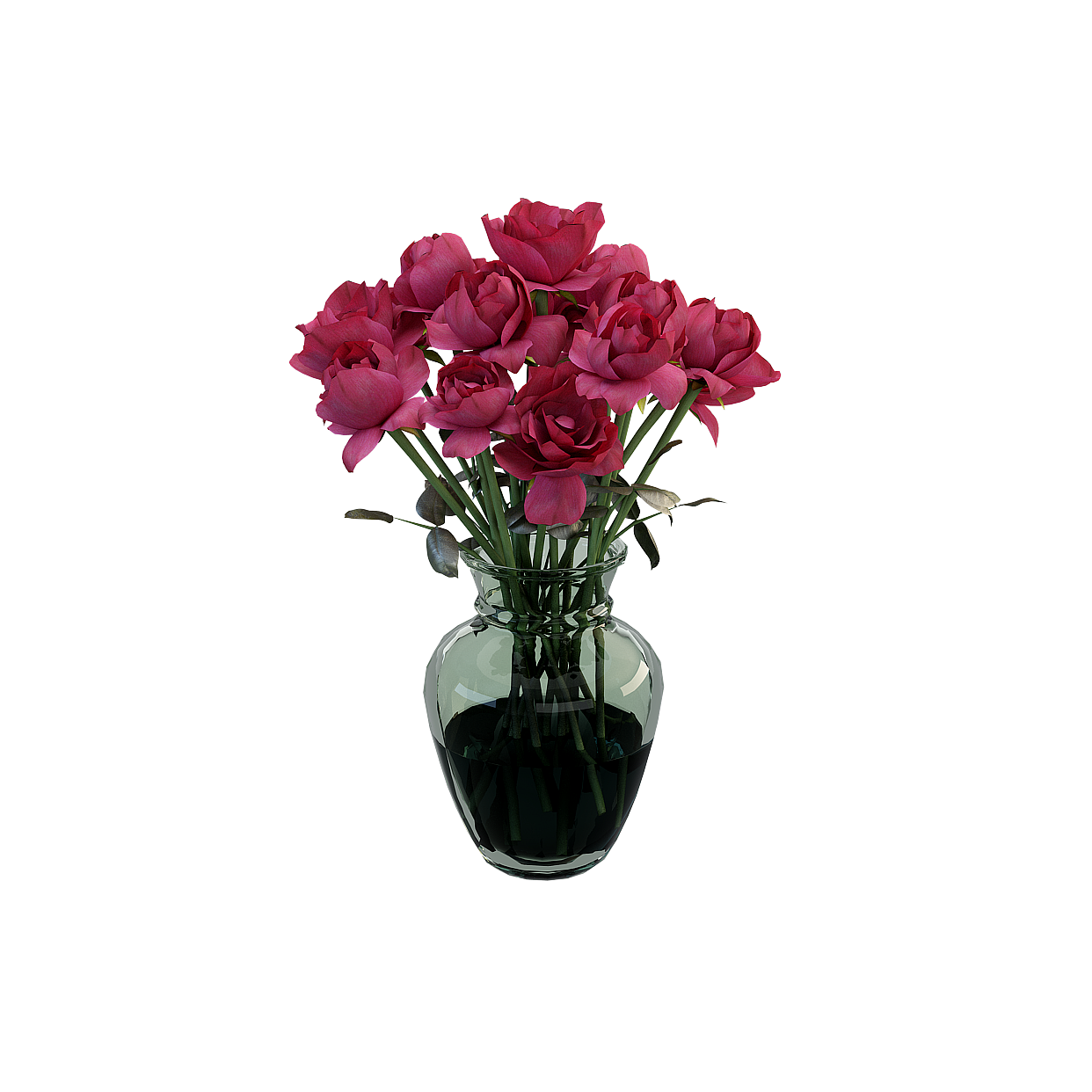 Rose Vase 3D Model – Low Poly Floral Design