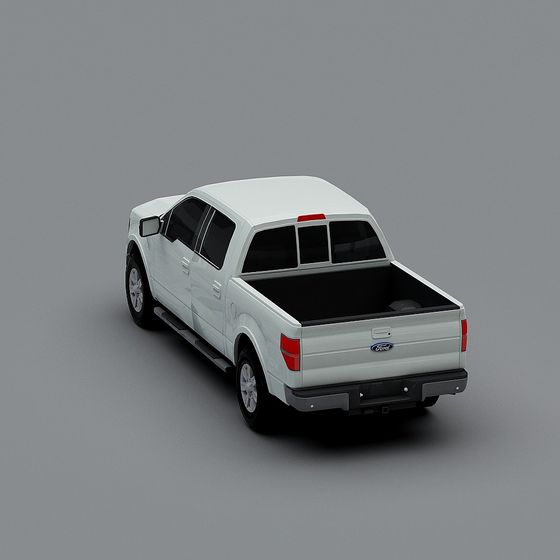 Modern Low-Polygon White Pickup Truck 3D model