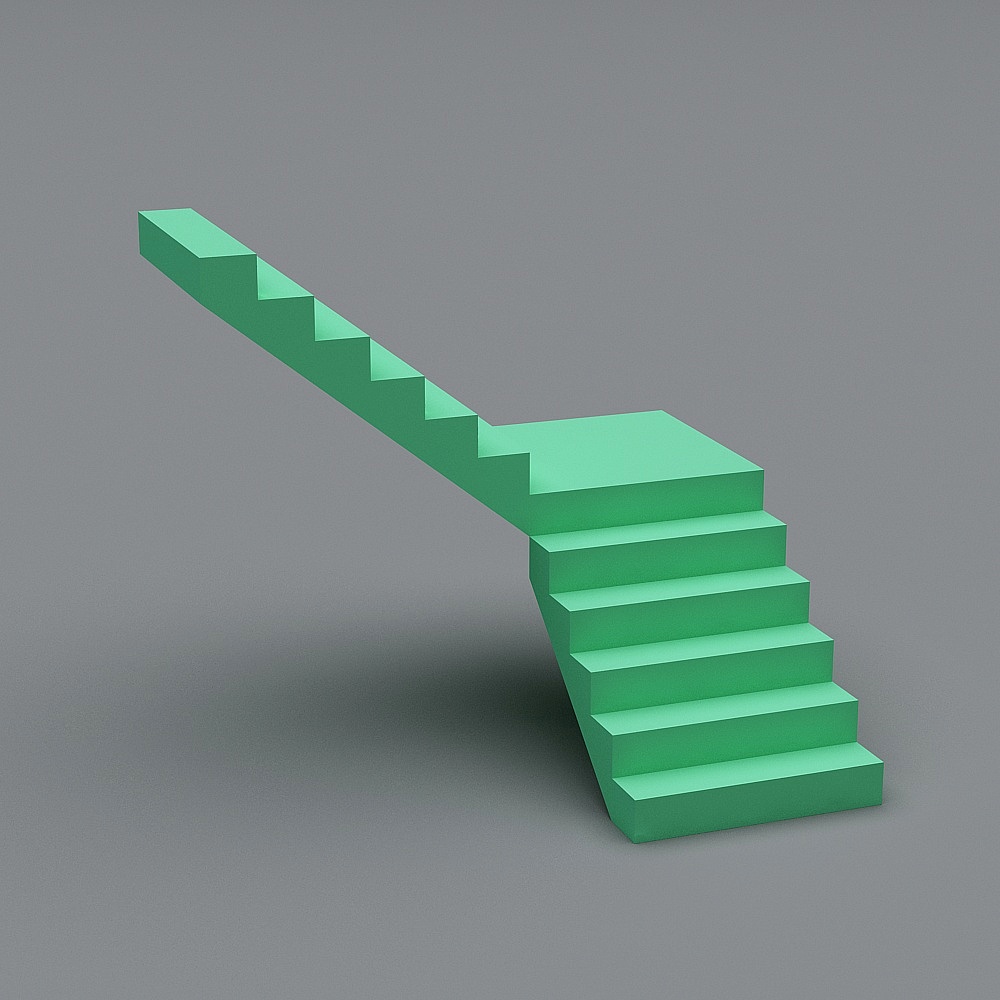 Elegant Low-Polygon Green Staircase 3D model
