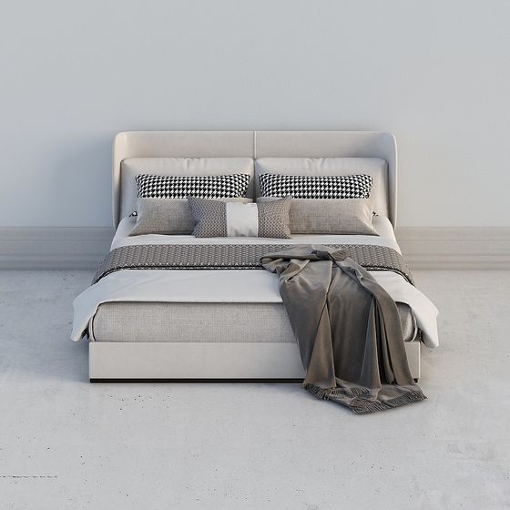 Stylish Minimalist 3D Bed Model for Contemporary Spaces