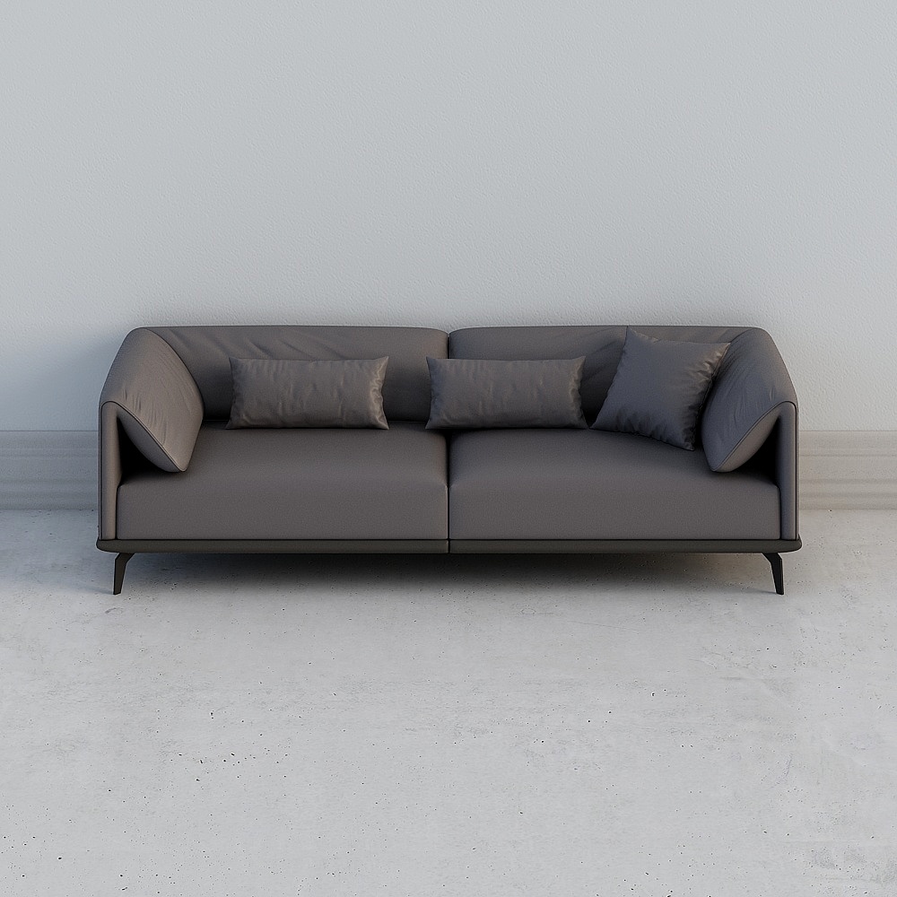 Sofa en Cuir Italien Morris Plie pour Quatre Personnes - Gris Sidéral