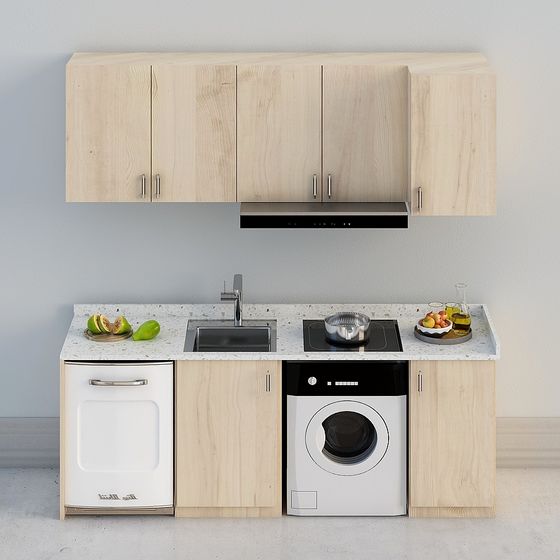 Wood Color Kitchen Cabinets 3D Model