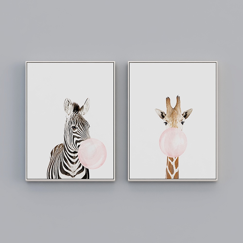 Courtesy full house with painting - modern guest bedroom decoration painting - living room two-in-pair - cartoon animal B