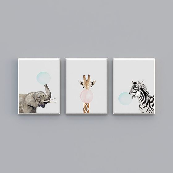 Whimsical Animal 3D Models with Bubbles