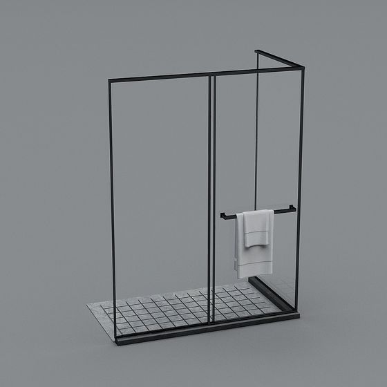 Modern Minimalist Glass Shower 3D model