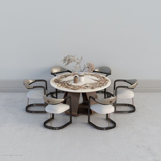 Elegant Round Table and Chair Set 3D model