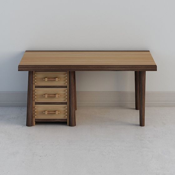 Elegant 3D Desk and Chair Set Model for Creative Spaces