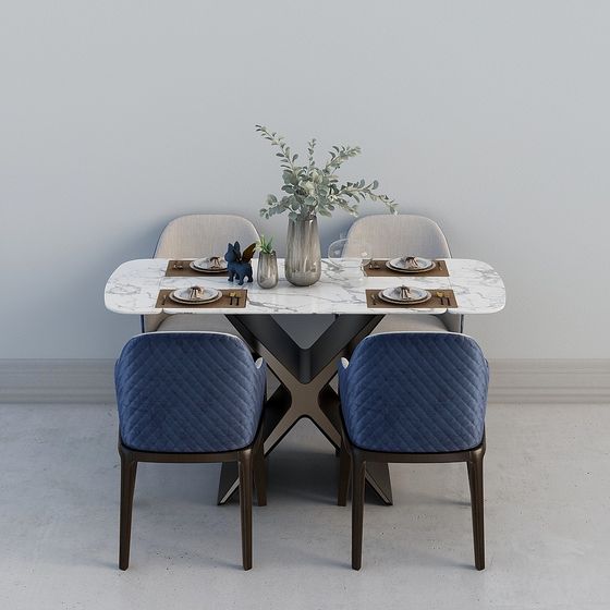 Modern Minimalist Dining Table and Chair Set 3D model