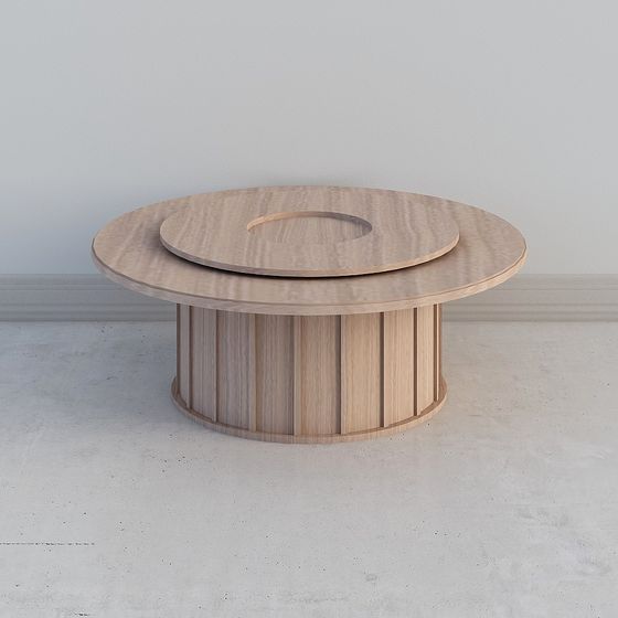 Stylish Cylindrical Wooden Coffee Table 3D model