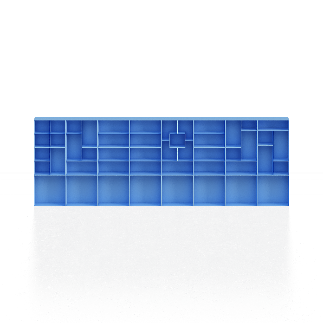 Futuristic Modular Bookshelf 3D Model – Blue Plastic Design