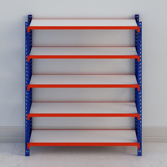 Stylish Red Storage Shelf 3D Model for Organizing