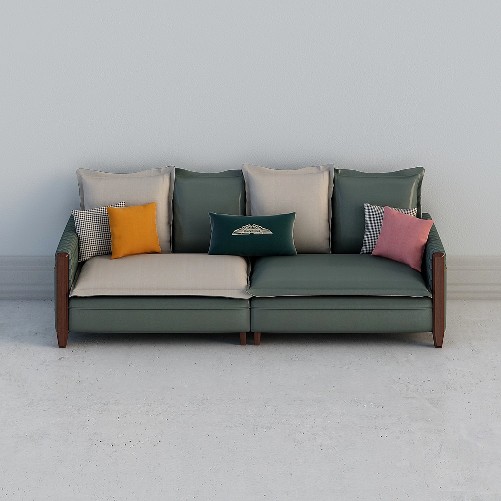 Stylish Low-Polygon Sofa 3D model for Modern Interiors