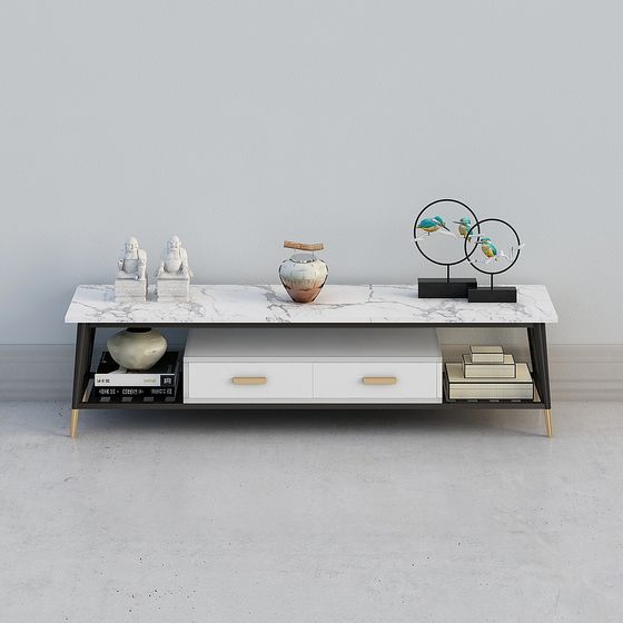 Elegant Marble TV Cabinet 3D Model