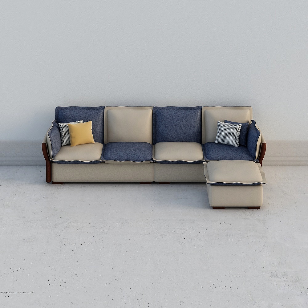 Elegant Low Polygon Sofa 3D Model for Modern Living Rooms