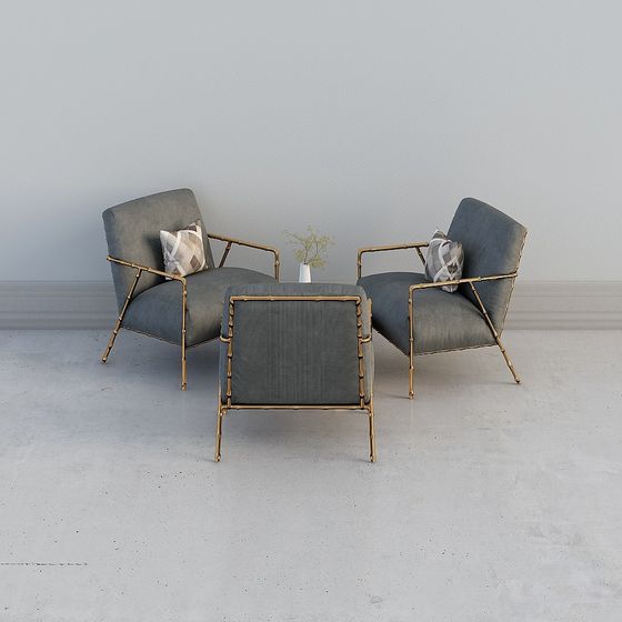 Stylish Bamboo Lounge Set 3D Model for Creative Projects