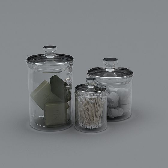 Chic Bathroom Storage Set 3D model