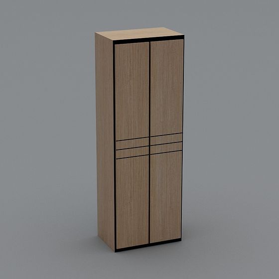 Wood-Textured Storage Cabinet 3D model