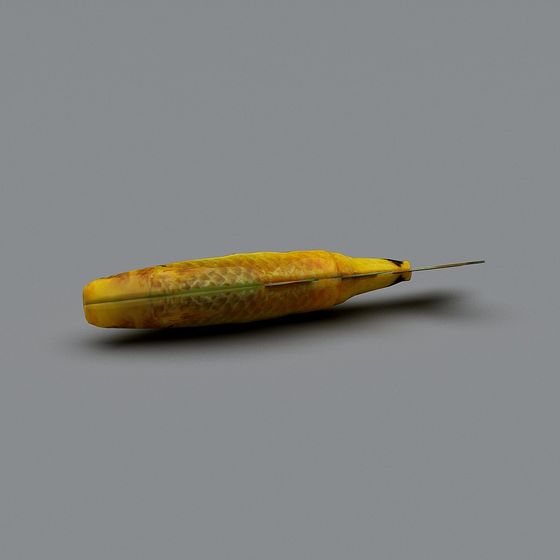 Golden Feather 3D Model with Lifelike Texture