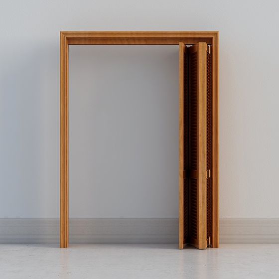 Wooden Louvered Door 3D Model