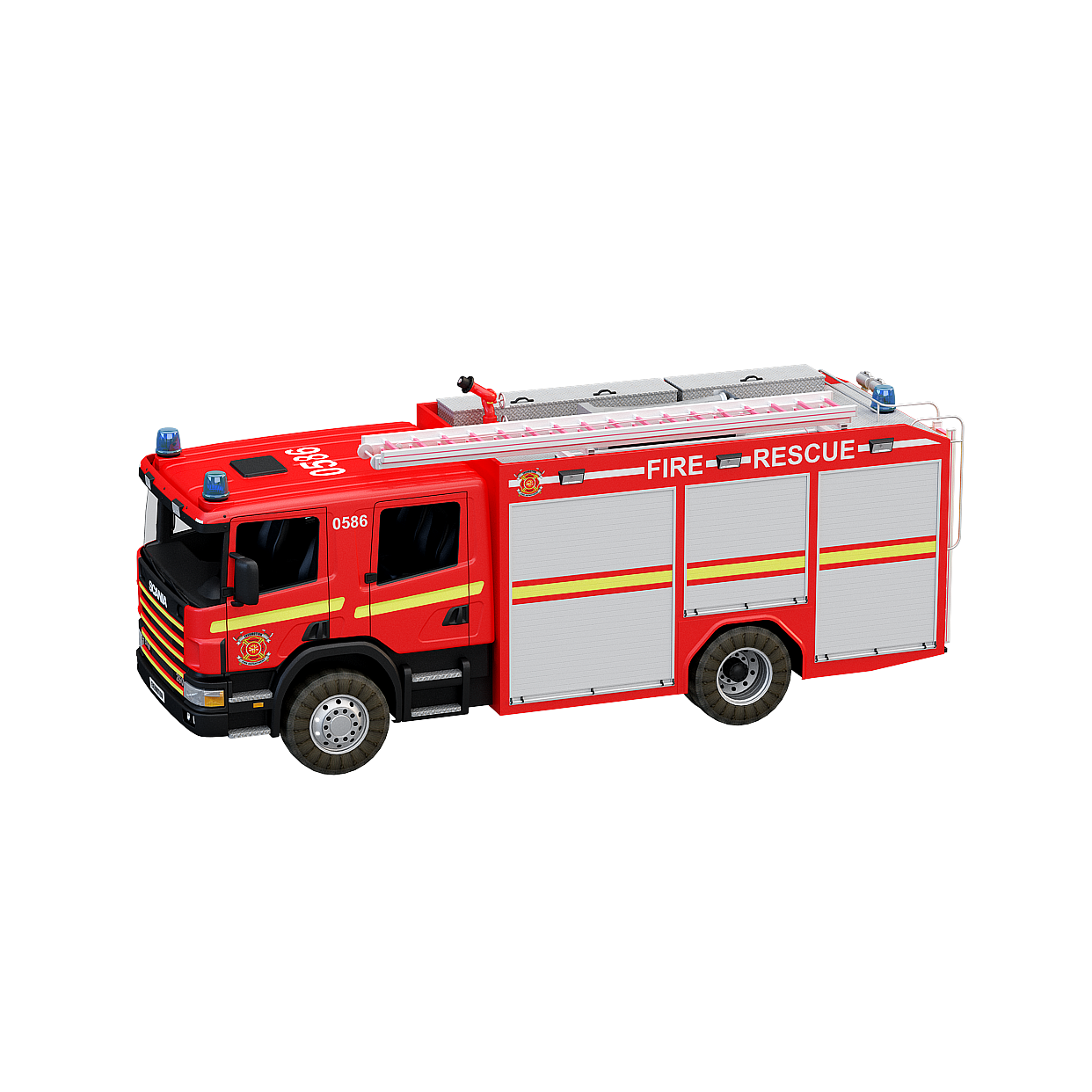 Realistic Fire Truck 3D Model – Low-Poly Emergency Vehicle