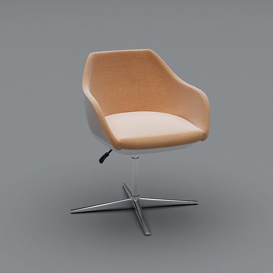 Chic Orange Chair 3D Model with Arms