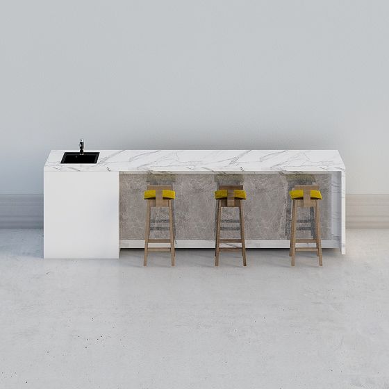 Minimalist Bar Counter 3D model for Modern Interiors