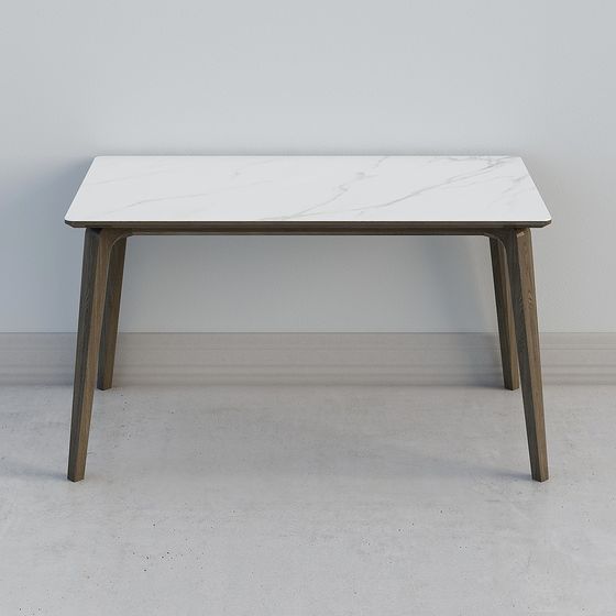 View of Urban Minimalist Dining Table 3D Model – Marble and Wood