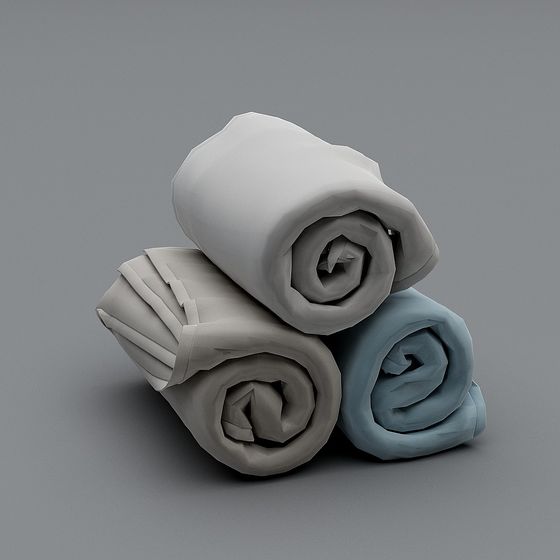 Crisp Folded Fabric Rolls 3D model